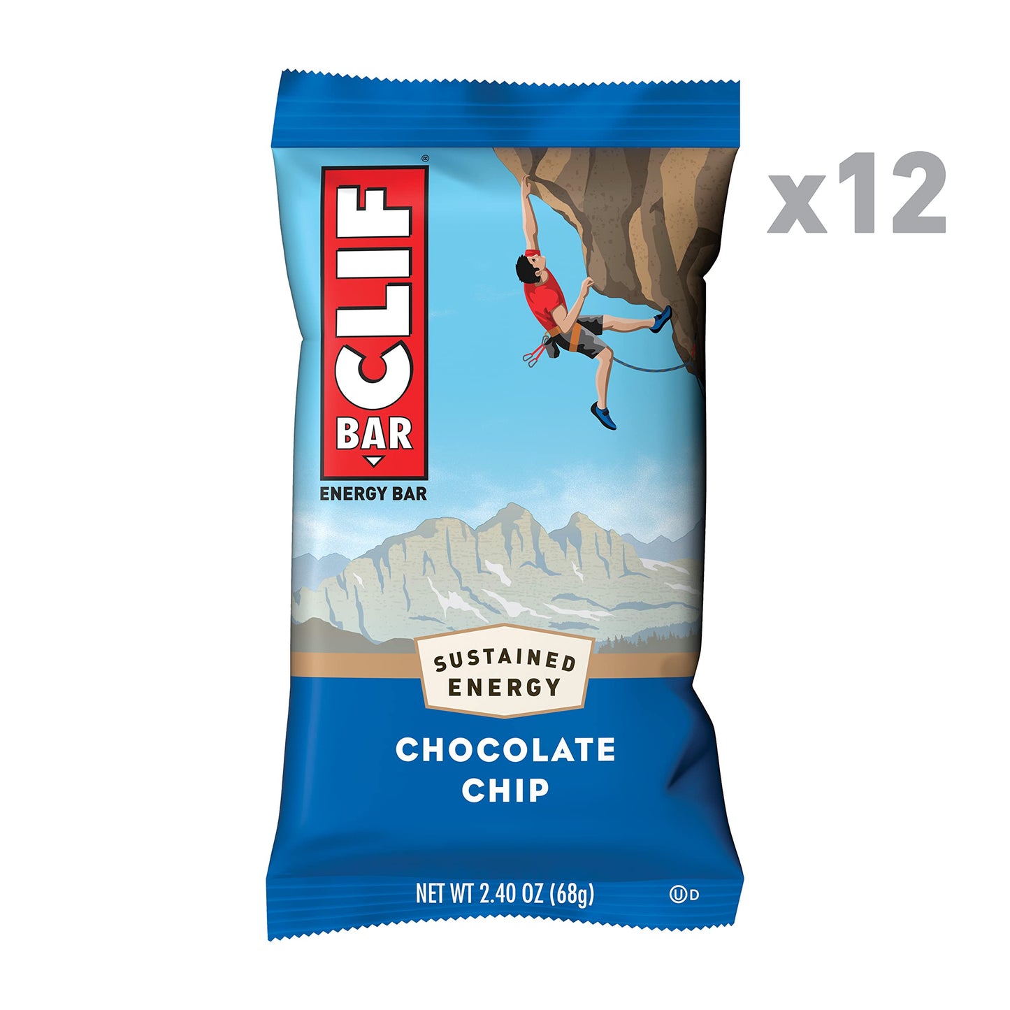 Clif Bars - Energy Bars - Chocolate Chip - Made With Organic Oats - Plant Based Food - Vegetarian - Kosher (2.4 Ounce Protein Bars, 12 Count) Packaging May Vary