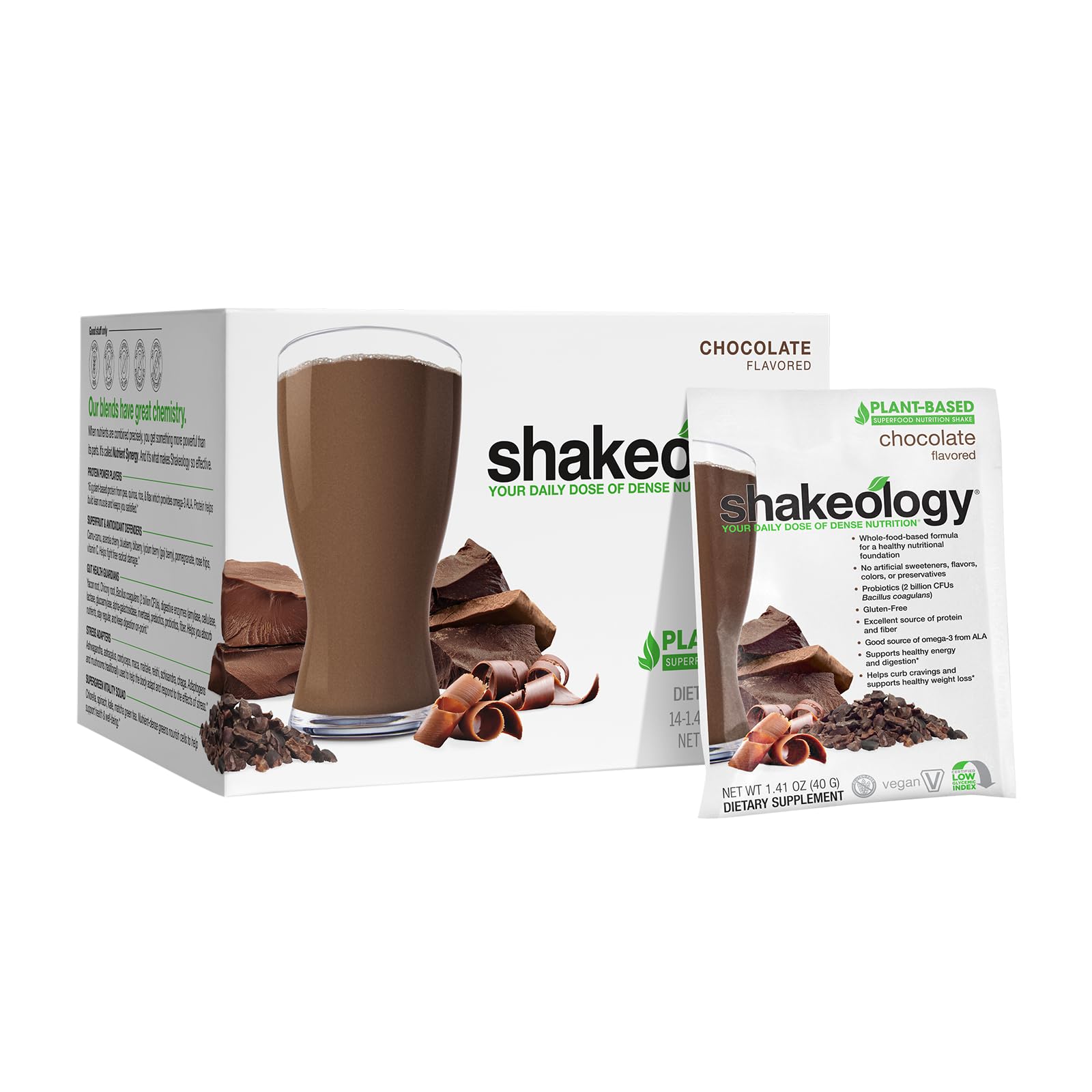 BODi Shakeology Plant-Based Protein Powder Blend - Gluten-Free, Chocolate Flavor - 14 Servings