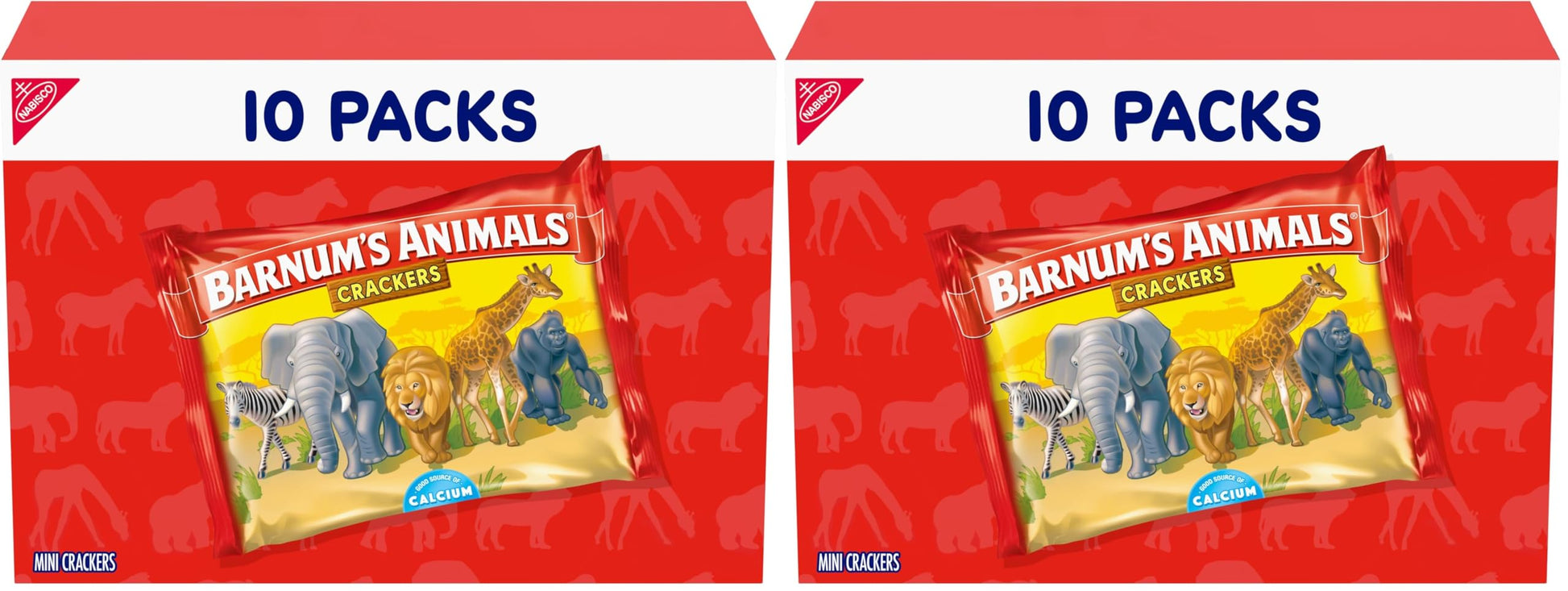 BARNUMS Original Animal Crackers, Kids Snacks, 10 Snack Packs (Pack of 2)