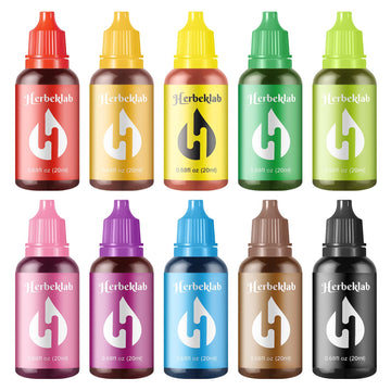 Herbeklab Food Coloring Liquid Food Dye Water Based Food Color 10 Colors x 20 ml Liquid Food Coloring Set Concentrated Slime Dye