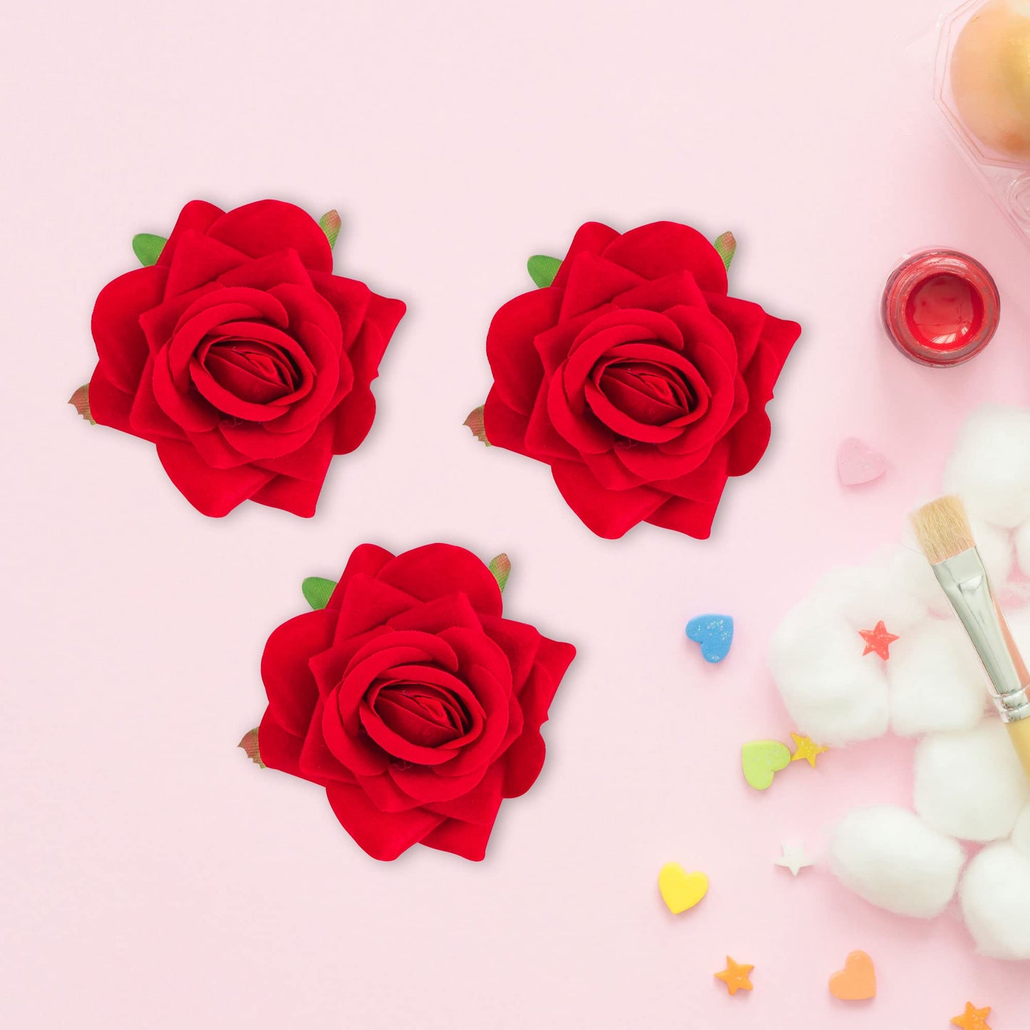 Gyufise 15Pcs Flower Cake Toppers Artificial Rose Cake Decorations Happy Birthday Cake Toppers Artificial Red Rose Flowers Cake