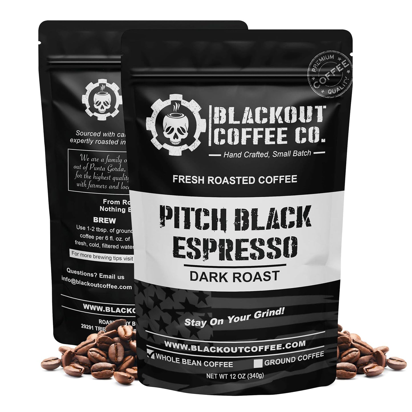 Blackout Coffee Pitch Black Espresso - Extra Dark Roast Whole Bean - 12 oz Bag