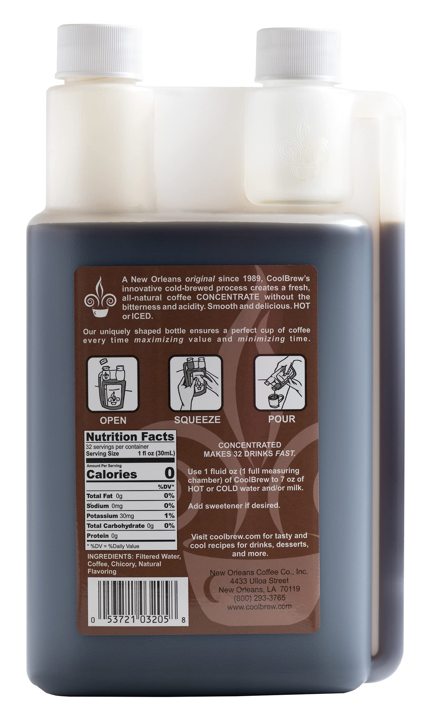 CoolBrew Mocha 6 Pack - 32 DRINKS PER BOTTLE - Fresh Cold Brew Liquid Concentrate - For Iced or Hot Coffee, Unsweetened, No Pres