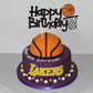 1 Pcs Basketball Happy Birthday Cake Topper Assembled Glitter Basketball Theme Baby Shower Men Boys Birthday Party Cake Pick Dec