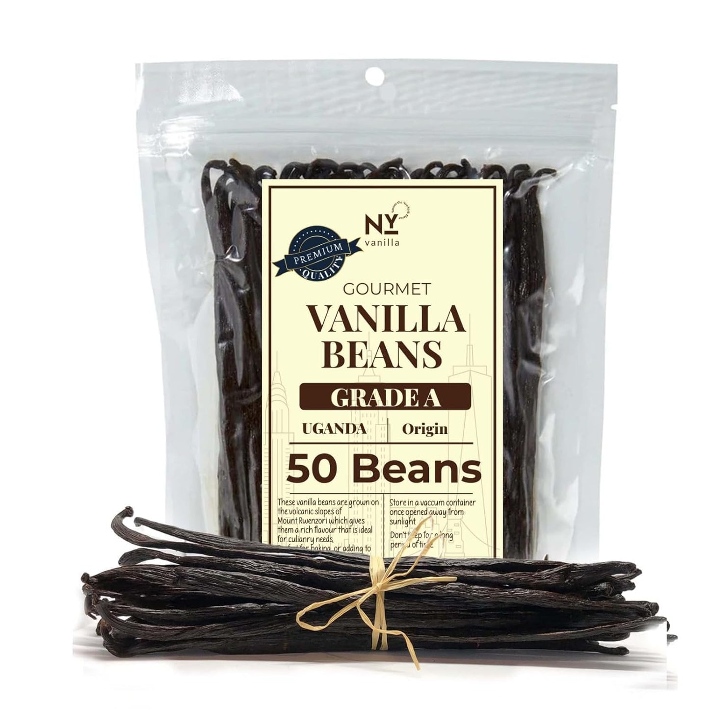 Akshit Gourmet Whole Vanilla Beans - Grade A+, 50 Pods, 6-8 Inches, Non-GMO, Ideal for Extracts & Baking