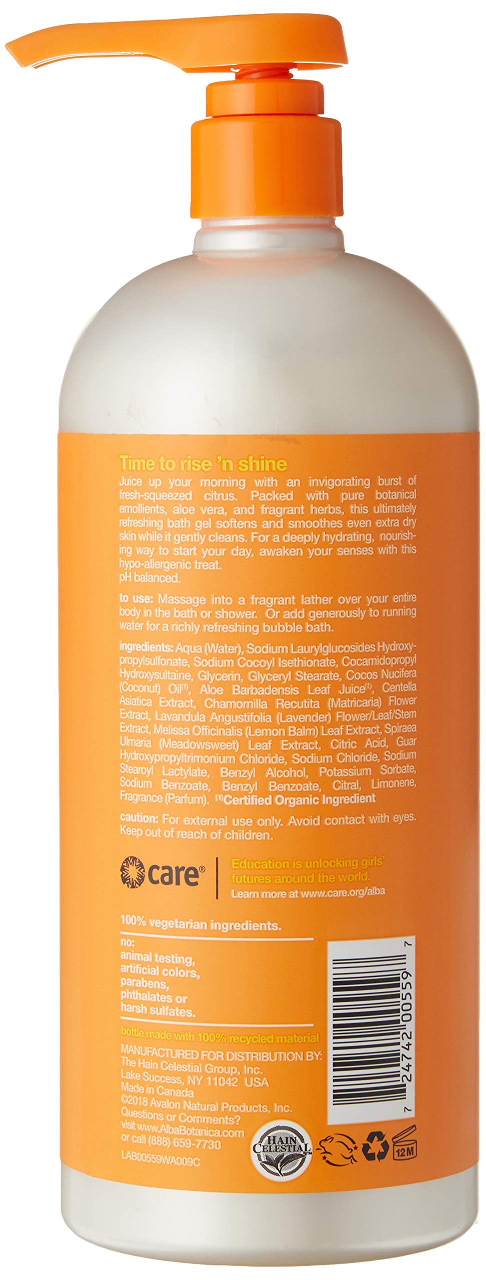 Alba Botanica Very Emollient Bath & Shower Gel, Island Citrus, 32 Oz.