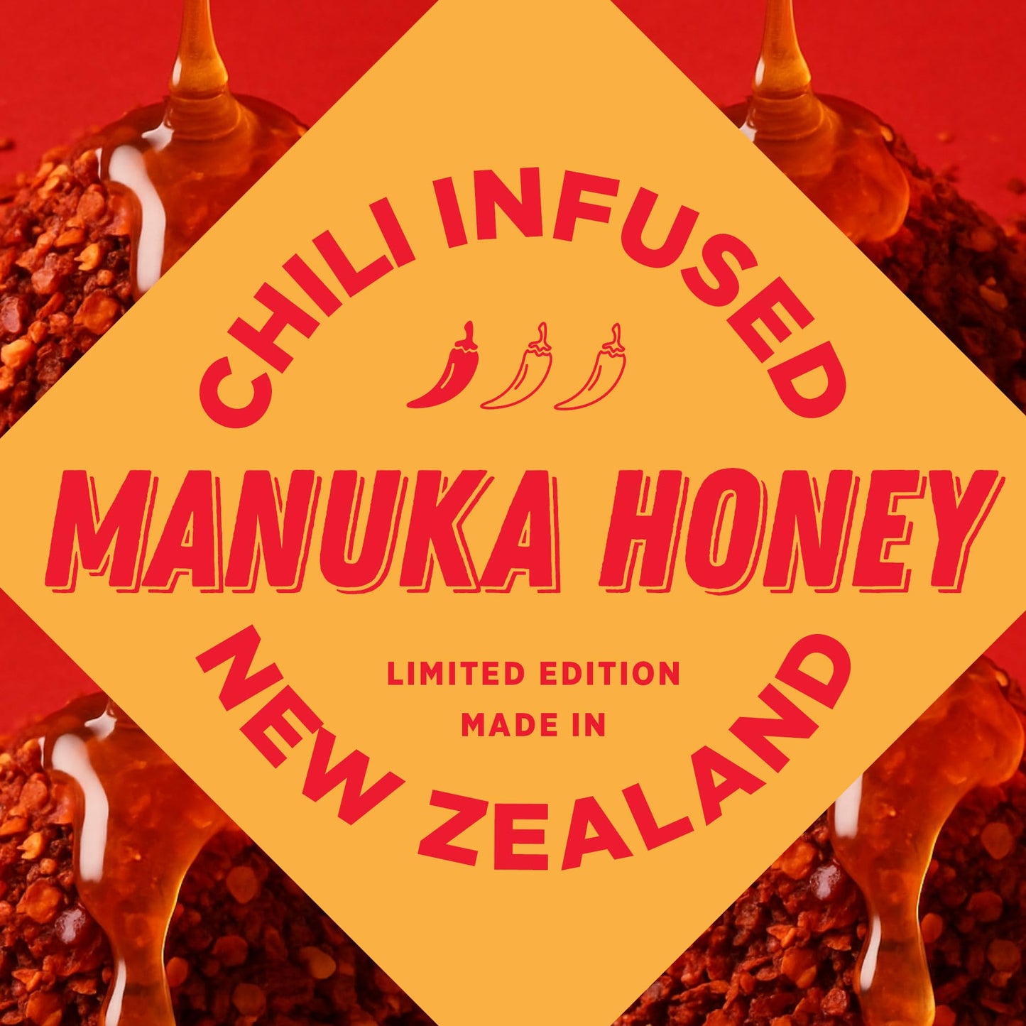 100% Pure New Zealand Honey Hot Honey - Chili-Infused Raw Manuka Honey MGO 100+ - 11.6oz Squeeze Bottle