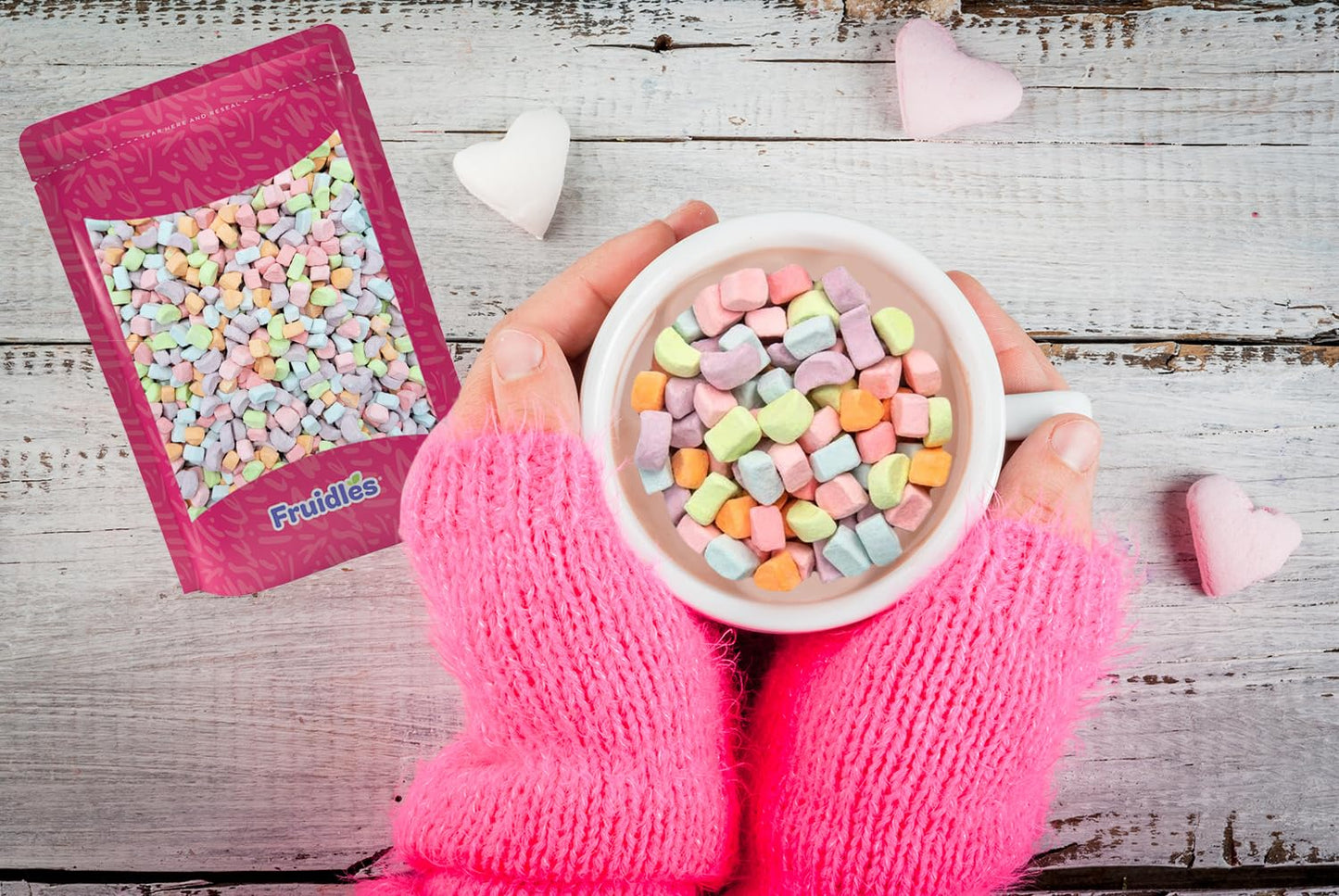 Fruidles Multicolor Mini Dehydrated Marshmallows in Resealable Bag - Mini Marshmallow Bits for Great Toppings (Half-Pound)