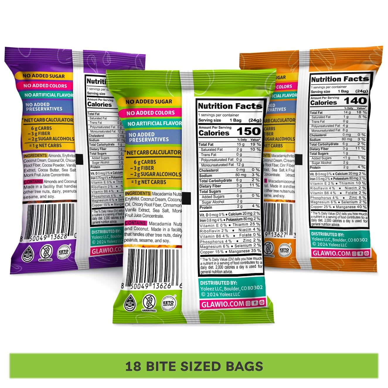 THE GRANOLA BAKERY Keto Variety Nut Bites, No Added Sugar, Gluten Free, 0.85oz Bag (Pack of 18)
