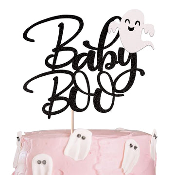 Rsstarxi 1 Pack Ghost Baby Boo Cake Topper Glitter Spooky Little Boo Cake Pick For Halloween Theme Baby Shower Kids Boys Girls Birthday Party Cake Decorations Supplies Black