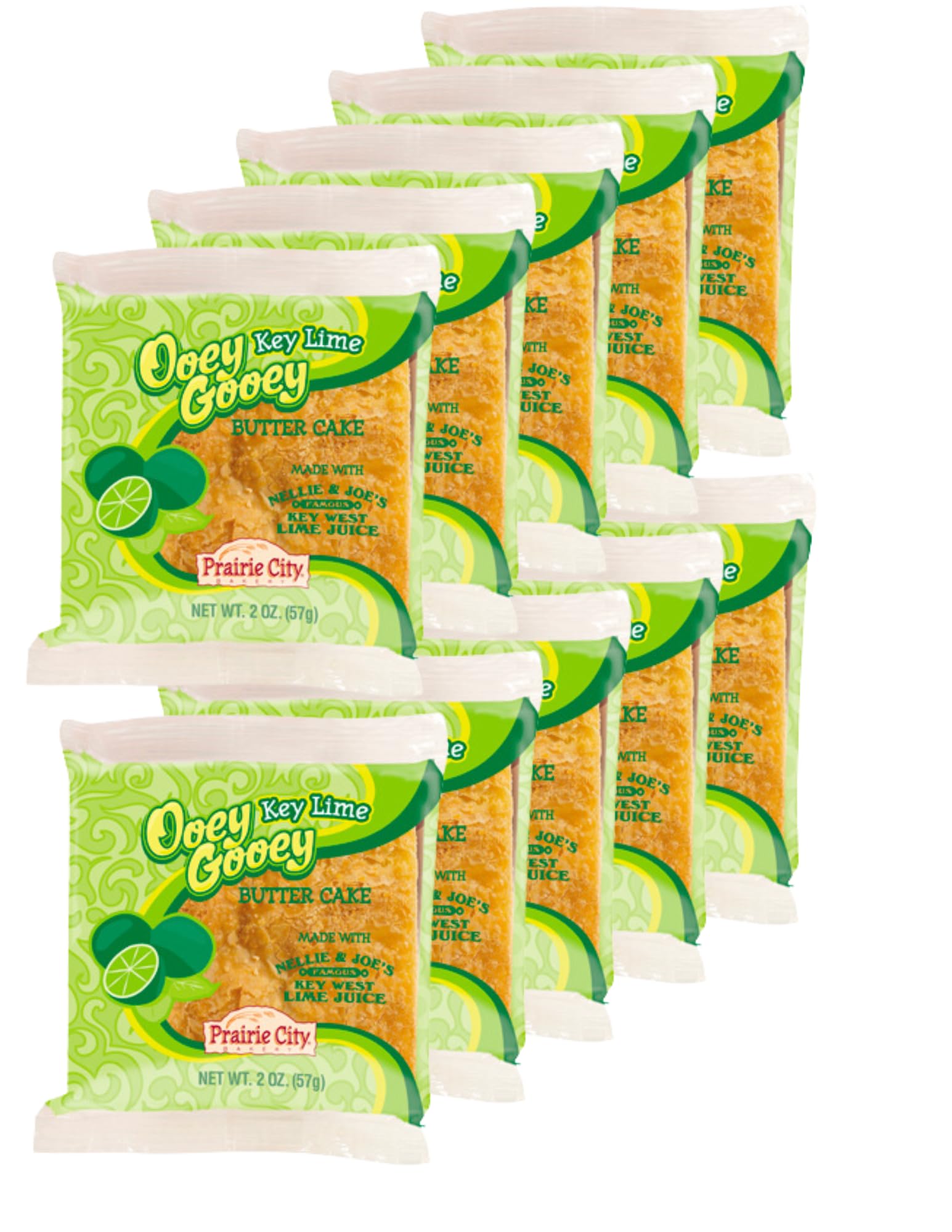 Prairie City Bakery Ooey Gooey Butter Cake Snack Cakes, Key Lime, 2 Ounce (Pack of 10)