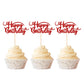 Rsstarxi 24 Pack Cupcake Toppers, Glitter Birthday Food Picks, Red, Model XM003-Red, Ideal for Happy Birthday Theme Party Decorations