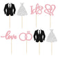 Gyufise 24Pcs Wedding Cupcake Toppers Glitter Groom And Bride Cupcake Picks Love I Do Ring Heart Cake Decorations For Bridal Sho