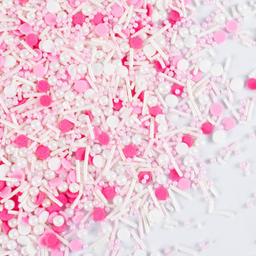 Pink Sprinkles for Cake Decorating 7 OZ Edible Pearl Sugar Sprinkles Topper for Cookie Cupcakes, Candy, Cream, Chocolate Cake De