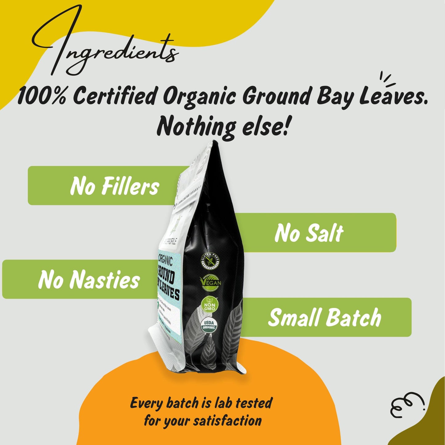 Spice Profile Usda Organic Ground Bay Leaves, Lab Tested For Heavy Metals, Resealable 4 Oz Pouch, Tej Patta Powder, Polvo De Lau
