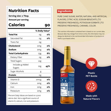 Torani Chocolate Chip Cookie Dough Coffee Syrup, Flavored Syrup for Drinks, Pump Included, 25.4 Fl Oz