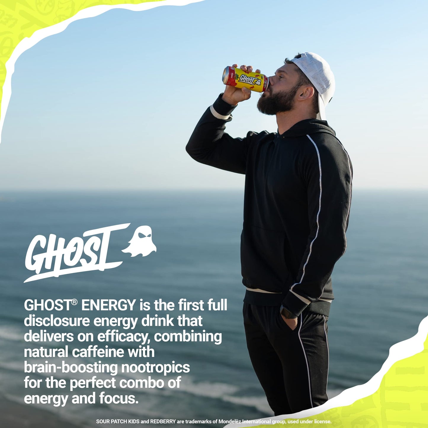 GHOST Energy Drink - 12-Pack  Sour Patch Kids Redberry  16oz - Energy & Focus & No Artificial Colors - 200mg of Natural Caffeine  L-Carnitine & Taurine - Gluten-Free & Vegan
