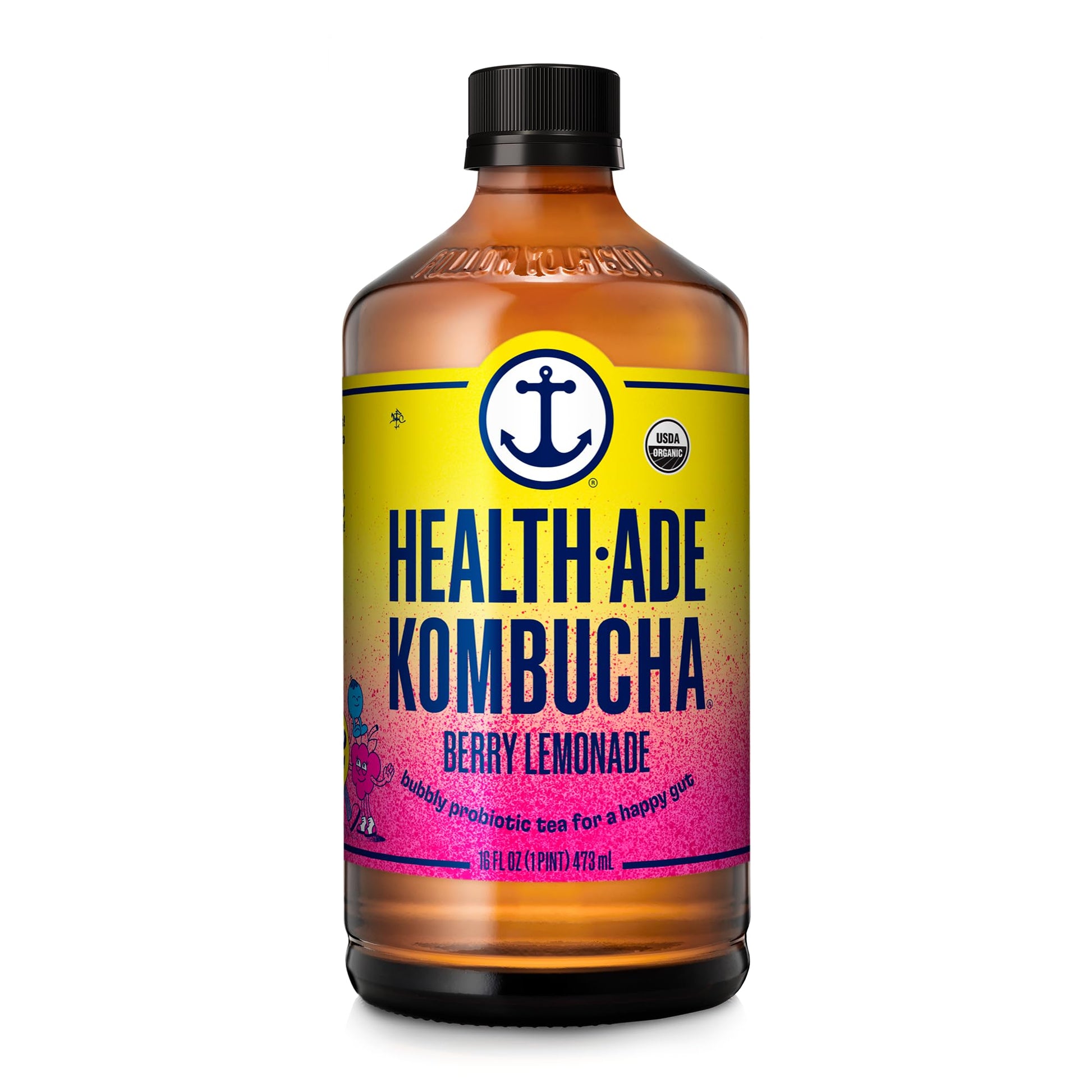 Health-Ade Kombucha Tea, Organic Fermented Drink, Non-GMO, Vegan, Gluten Free, 12 Pack, 16 Fl Oz Bottles, Berry Lemonade