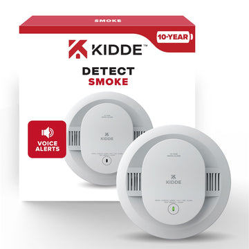 Kidde Smoke Detector, 10-Year Battery Powered, Voice Alerts, Led Warning Light Indicators