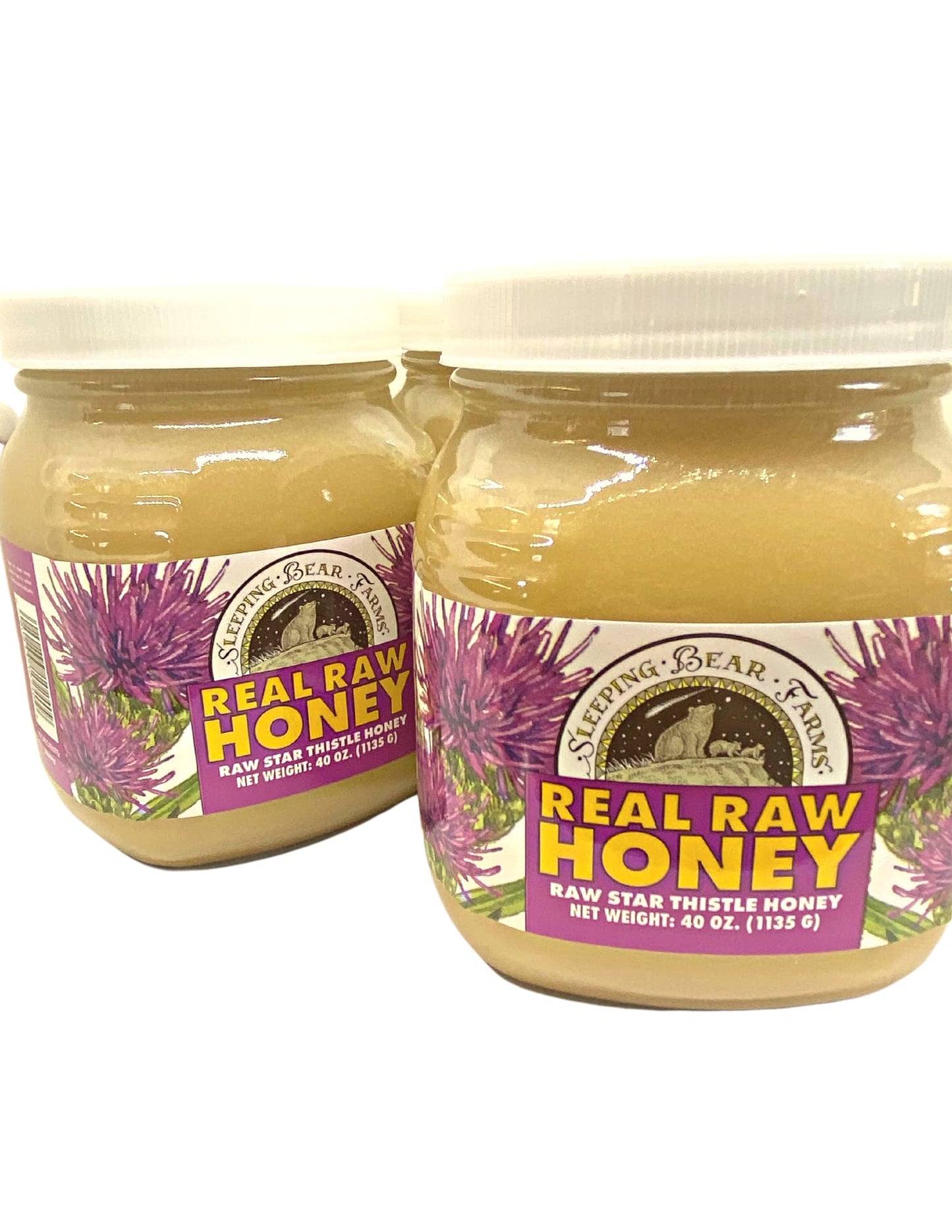 Sleeping Bear Farms 2.5 pound (40oz) REAL Raw Honey Harvested by our Beekeepers, From Our Hives Packed in Glass