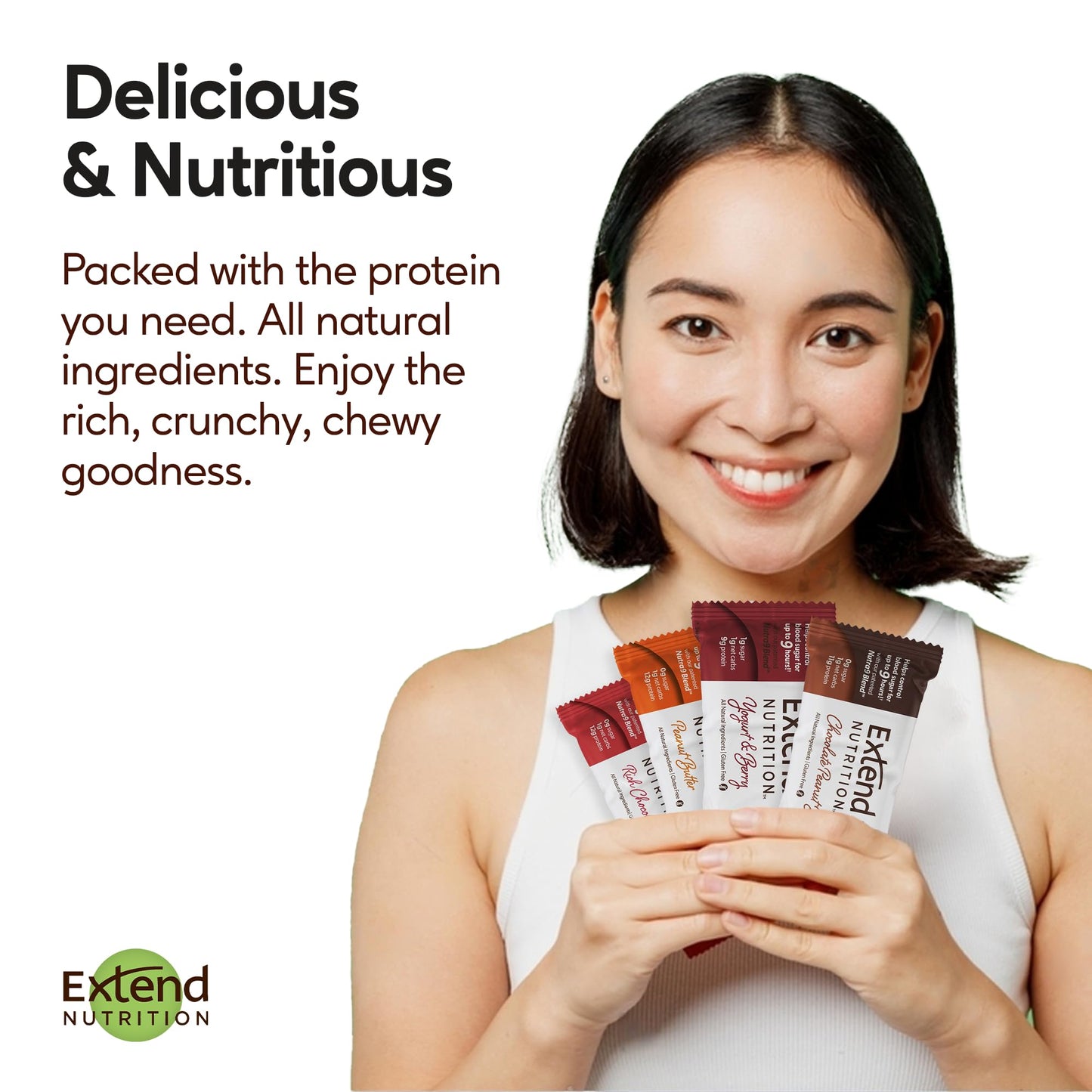 Extend Sugar Free Protein Bars, Perfect Diabetic Snacks, High Protein And Fiber, Hunger Control & Steady Energy, Low Carb, Keto Friendly (12 Count, Variety Pack)