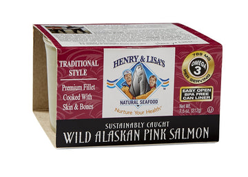 Henry & Lisa's Natural Seafood Traditional Style Wild Alaskan Pink Salmon, 7.5 Ounce (Pack of 12)