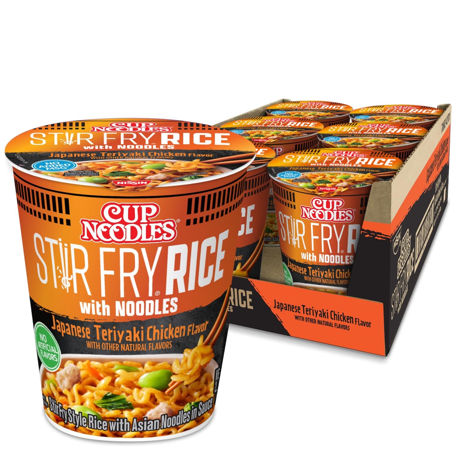 NISSIN Cup Noodles Stir Fry Rice with Noodles, Japanese Teriyaki Chicken, 2.75 Ounce (Pack of 6)