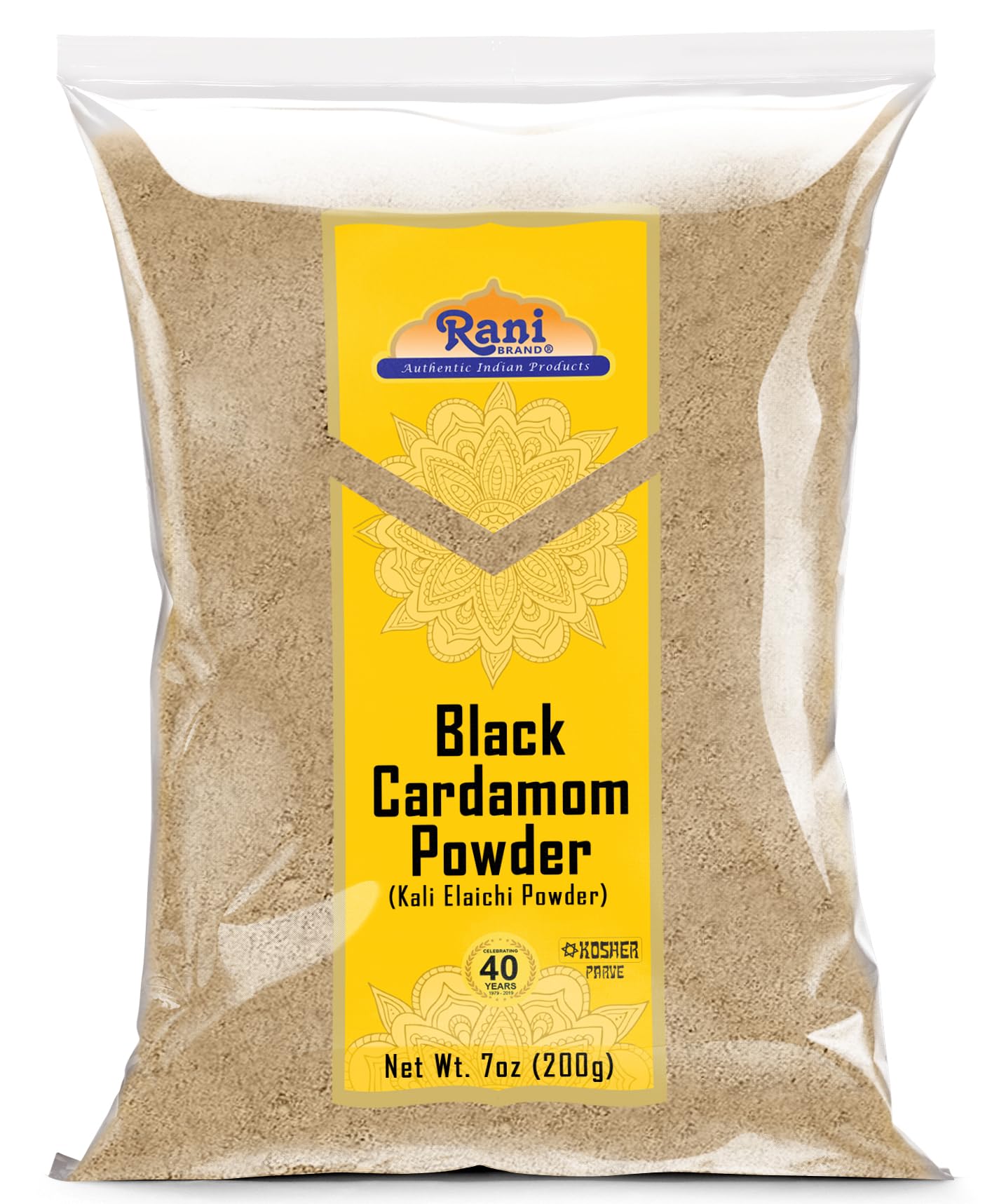 Rani Black Cardamom Powder (Kali Elachi) Indian Spice 7Oz (200G) ~ All Natural | Vegan | Gluten Friendly | Non-Gmo | Kosher | Indian Origin | Smokey, Tsaoko, Cao Guo, Bach Dan Khau, Badi