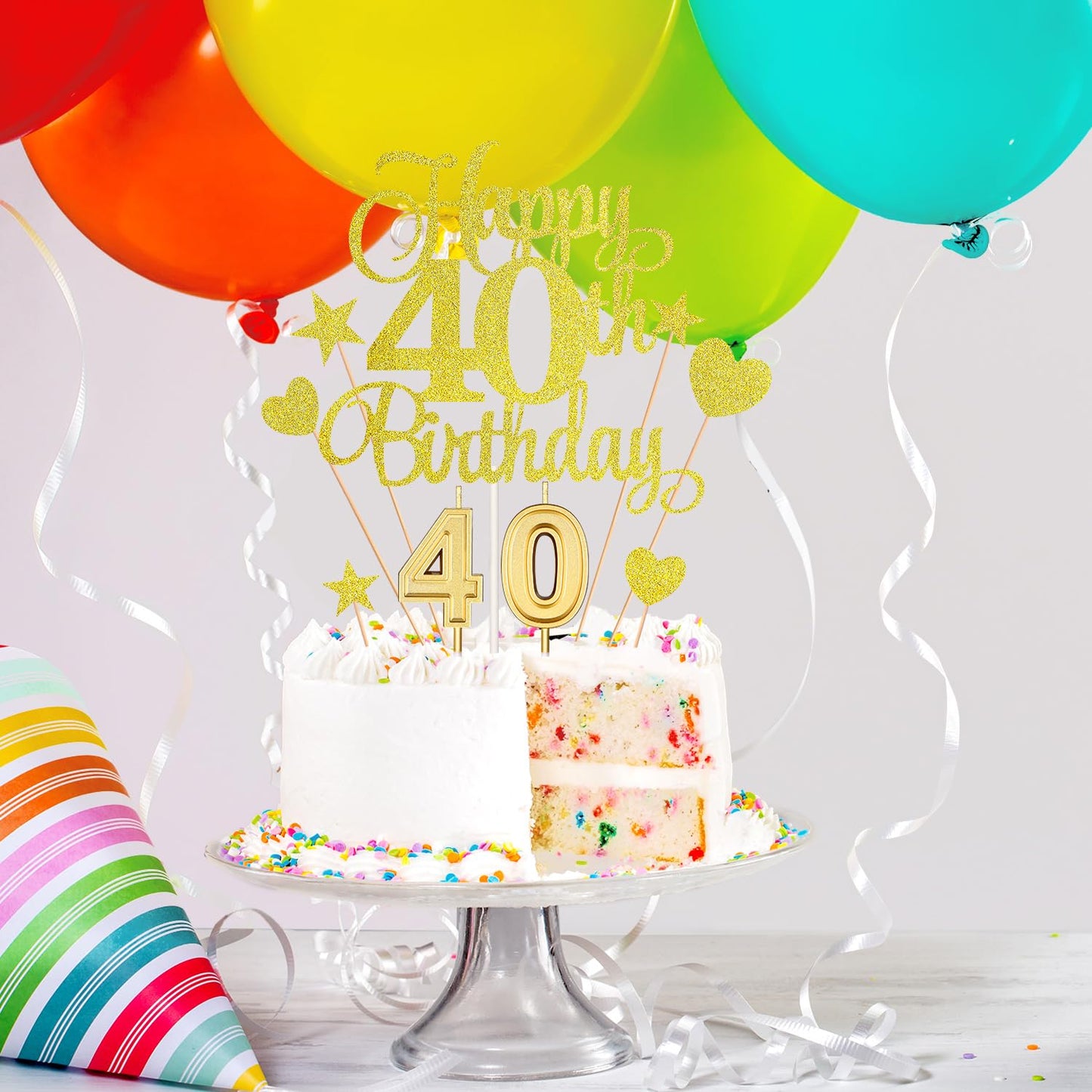 40Th Birthday Cake Decorations Set Include 40Th Birthday Candles Numeral 40 Cake Candles And Happy 40Th Birthday Cake Toppers Wi