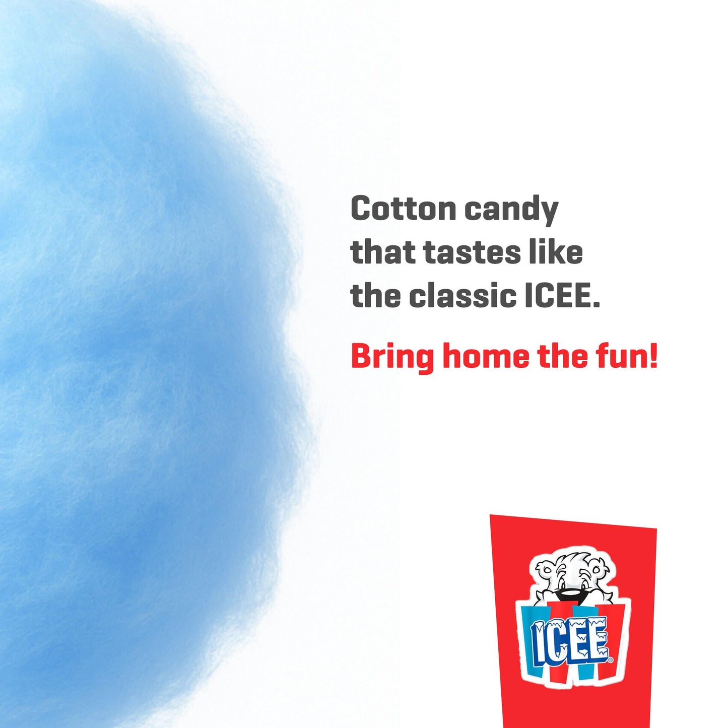 ICEE Cotton Candy - Sweet Carnival Treat, Fluffy & Airy Snack, Perfect for Kids & Adults, Bucket with Handle, Great for Parties,