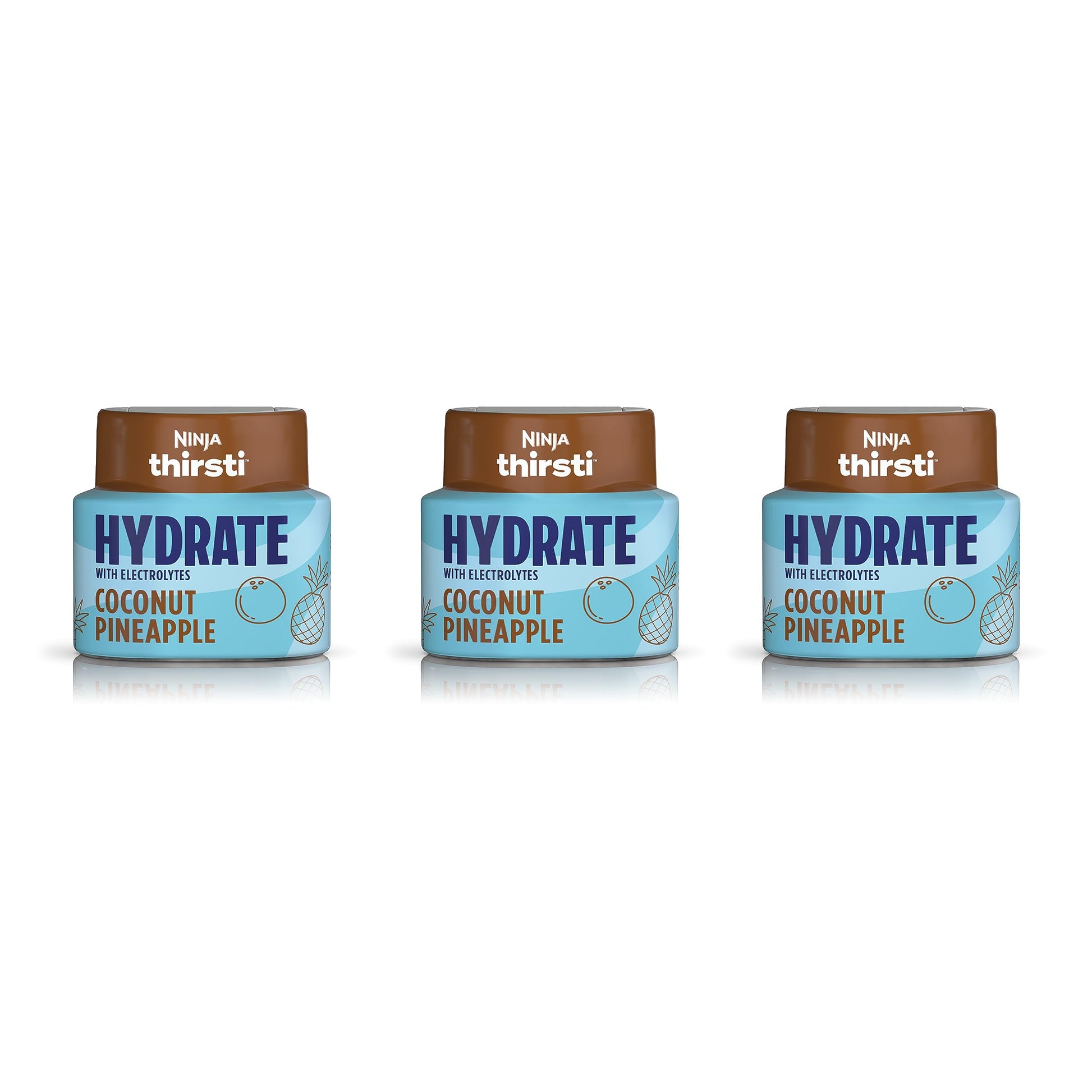 Ninja Thirsti Flavored Water Drops, Hydrate With Electrolytes, Coconut Pineapple, 3 Pack, Zero Calories, Zero Sugar, 2.07 Fl Oz,