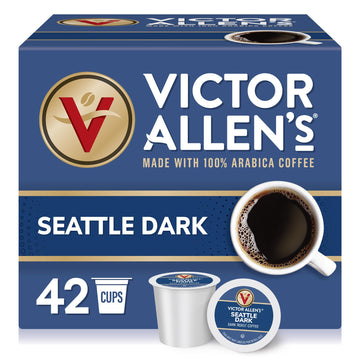Victor Allens Coffee Seattle Dark Roast Coffee Pods, 42 Count, Brown, Single Serve for Keurig K-Cup Brewers