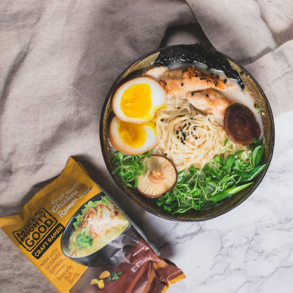 Mike s Mighty Good Ramen Chicken Noodle Soup Pillow Pack - Fried Garlic Chicken Instant Ramen Noodles - Organic Non-GMO - 2.2 O