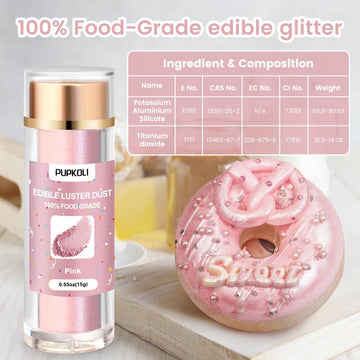 Pink Edible Glitter For Cakes And Cocktails, 15G Food-Grade Pink Luster Dust Edible Shimmer Powder For Drinks,Baking,Easter Egg