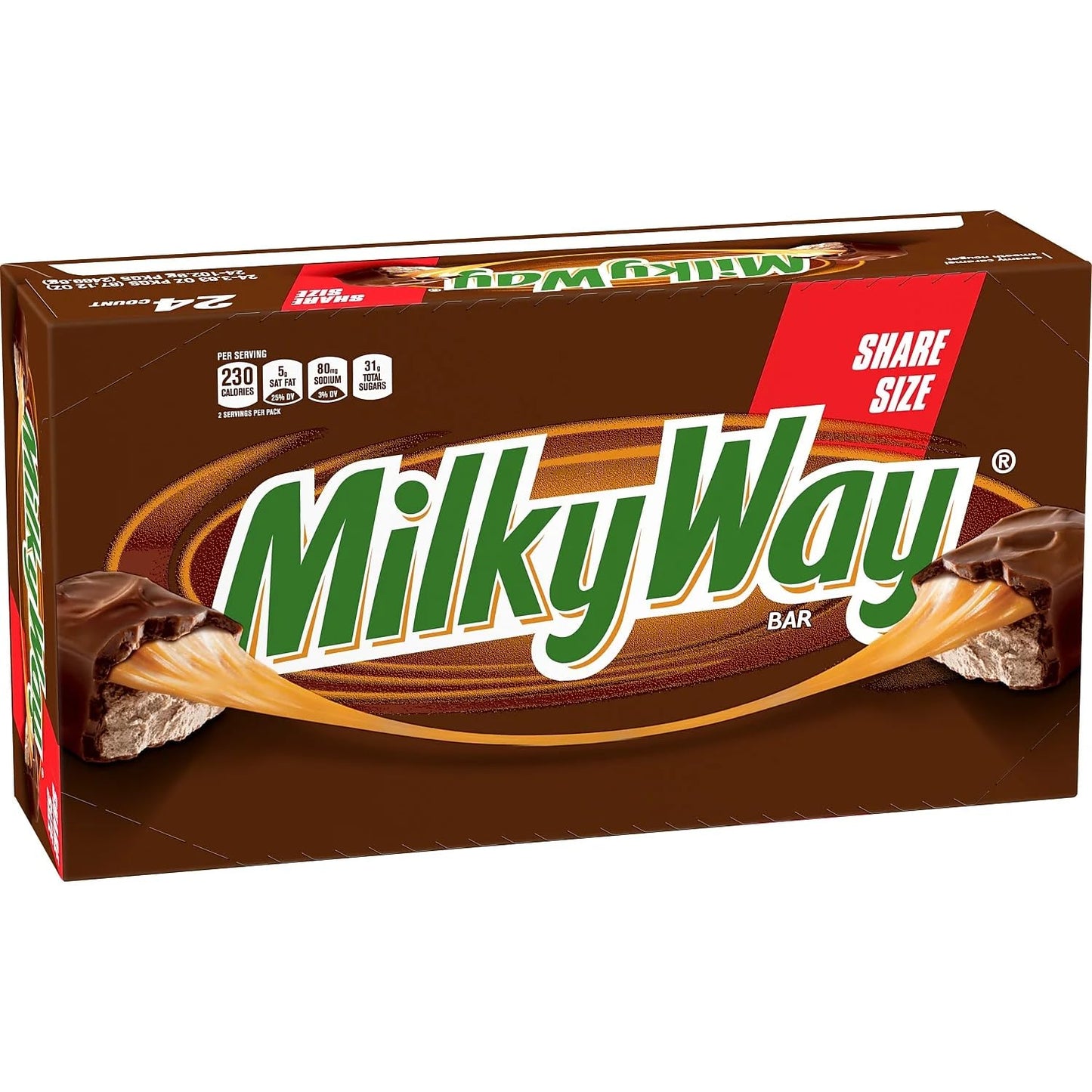 Milky Way Milk Chocolate Sharing Size Candy Bars 3.63 Ounce (Pack of 24)