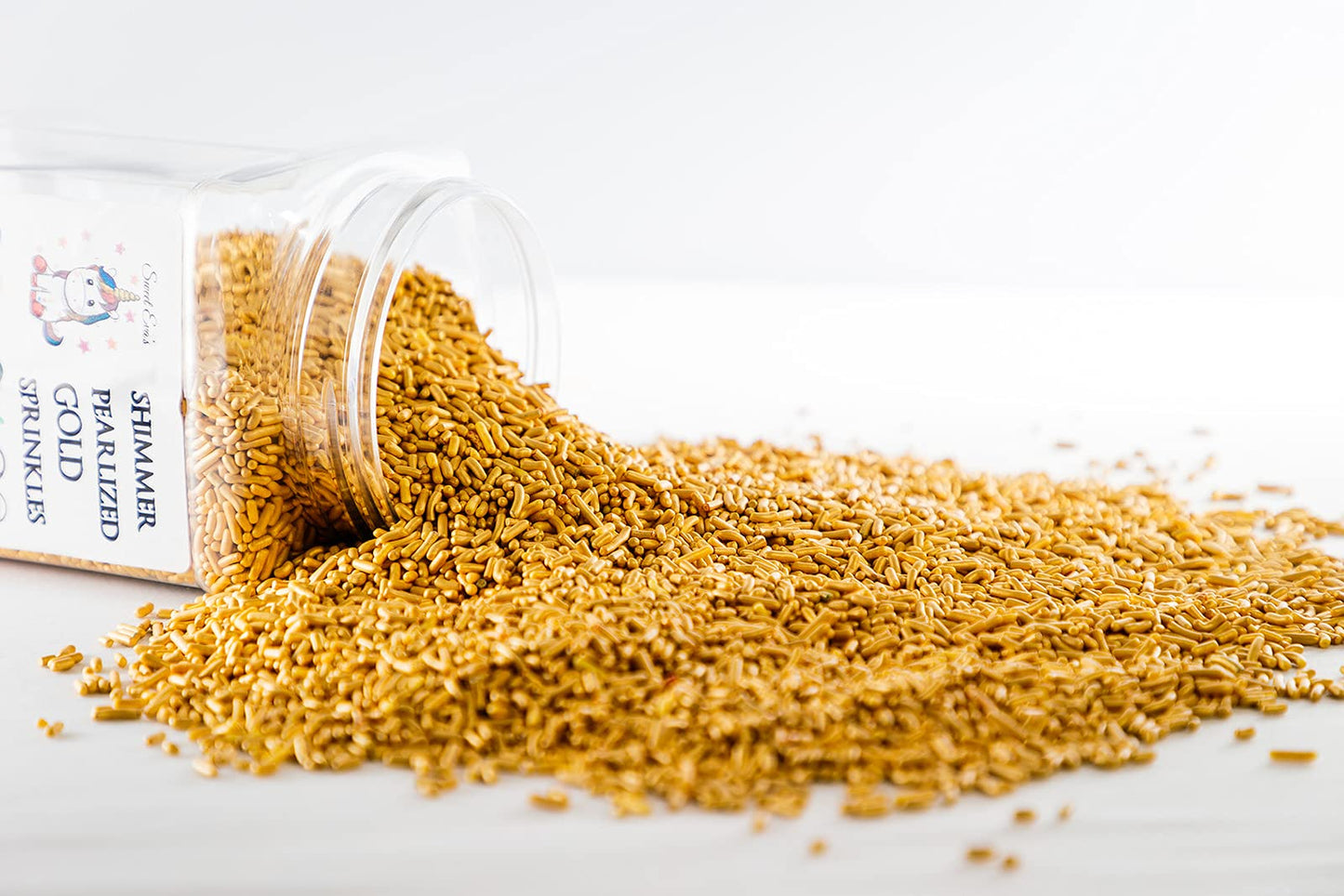 Sweet Eva SHIMMER PEARLIZED GOLD SPRINKLES-Dairy Free,Gluten Free,Egg Free,Vegan,Soy Free,Nuts Free,Kosher,Large,Bulk Candy,Cupc