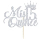 Mis Quince 15 Cake Topper, Cheers To 15 Years, 15Th Birthday Cake Decor, Happy 15Th Birthday Decorations Silver Glitter