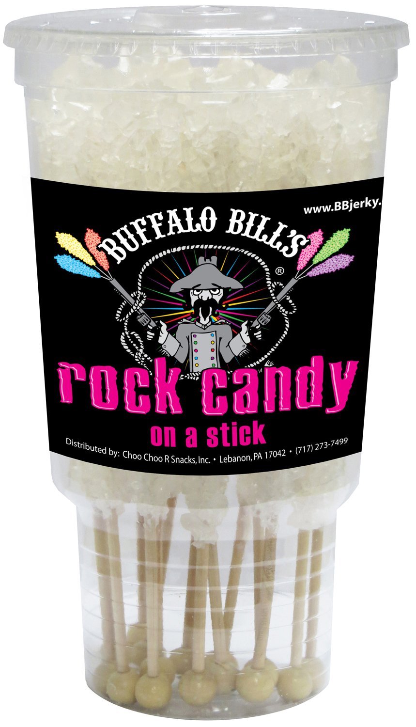 Buffalo Bills Natural (White) Rock Candy On A Stick (12-Ct Cup White Rock Candy Crystal Sticks)