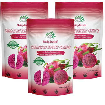 Chavi Dragon Fruit Chips - Pack Of 3 X 2 Oz - Healthy 1 Ingredient Superfood Snack - No Added Sugars Or Preservatives - Non-Gmo,