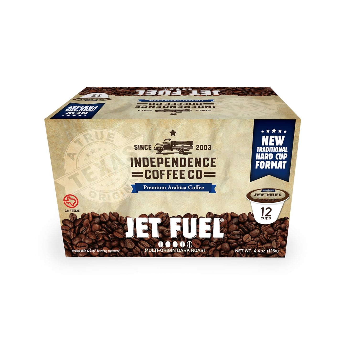 Independence Coffee Co. Jet Fuel Dark Roast K Cup Pods, Intense Flavor, 12 Count