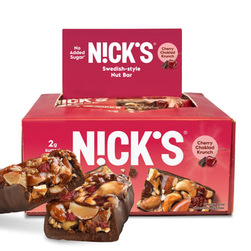 Nick'S Nut Snack Bars. Low Sugar, 3G Net Carbs, Vegan (Cherry Chocolate, Pack Of 12)