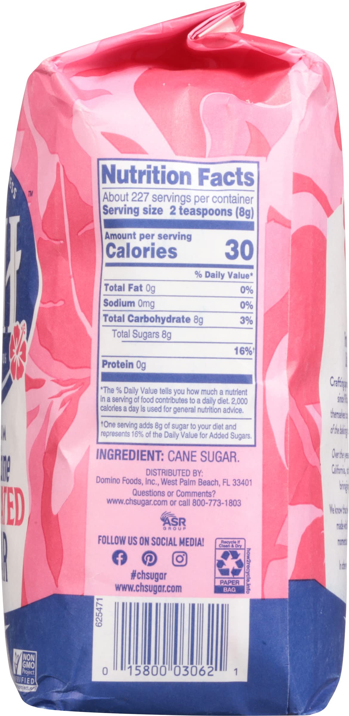 C&H Premium Pure Cane Granulated Sugar, 4 LB Bag, Pack of 2, 1 Count
