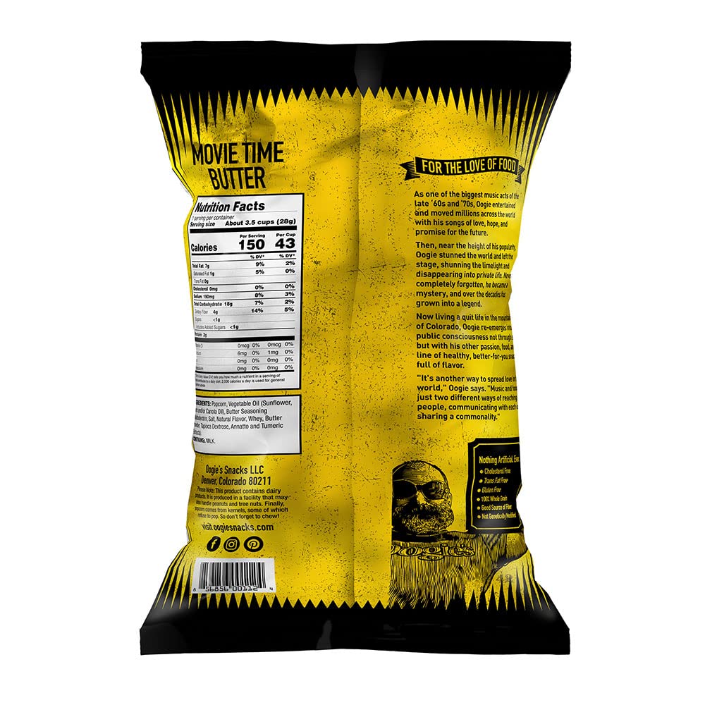 Oogies Gourmet Popcorn 20 Pack Movie Time Butter Flavor Gluten Free 1oz Bags