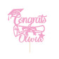 EDSG Personalized Graduation Cake Topper Double Sided Glitter Congrats Decorations for College High School, Baby Pink
