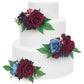 Rinlong 3Pcs Pre-made Cake Toppers - Flowers for Christmas, Wedding, Baptism - Burgundy, Navy Xmas Cake Decorations