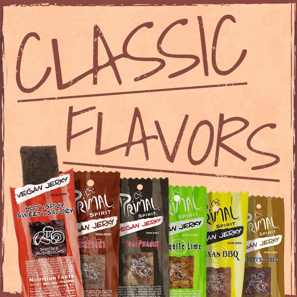 Primal Spirit, Vegan Meat Alternative Jerky, Thai Peanut Flavor, 1 oz