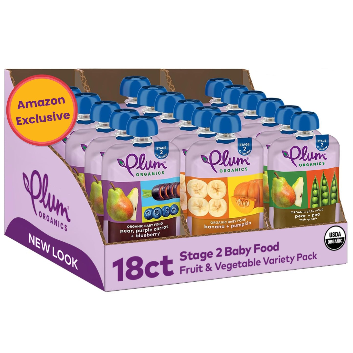 Plum Organics Variety Pack, 6+ Months – Fruit and Veggie Adventure Pack – Organic Baby Food Pouches, 4 oz Pouch, Pack of 18 (large online retailer limited availability)