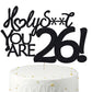 Happy 26th Birthday Cake Topper 26 Birthday Cake Toppers-Black Glitter, Funny 26th Cake Topper for Men,26 Cake Topper For Women,