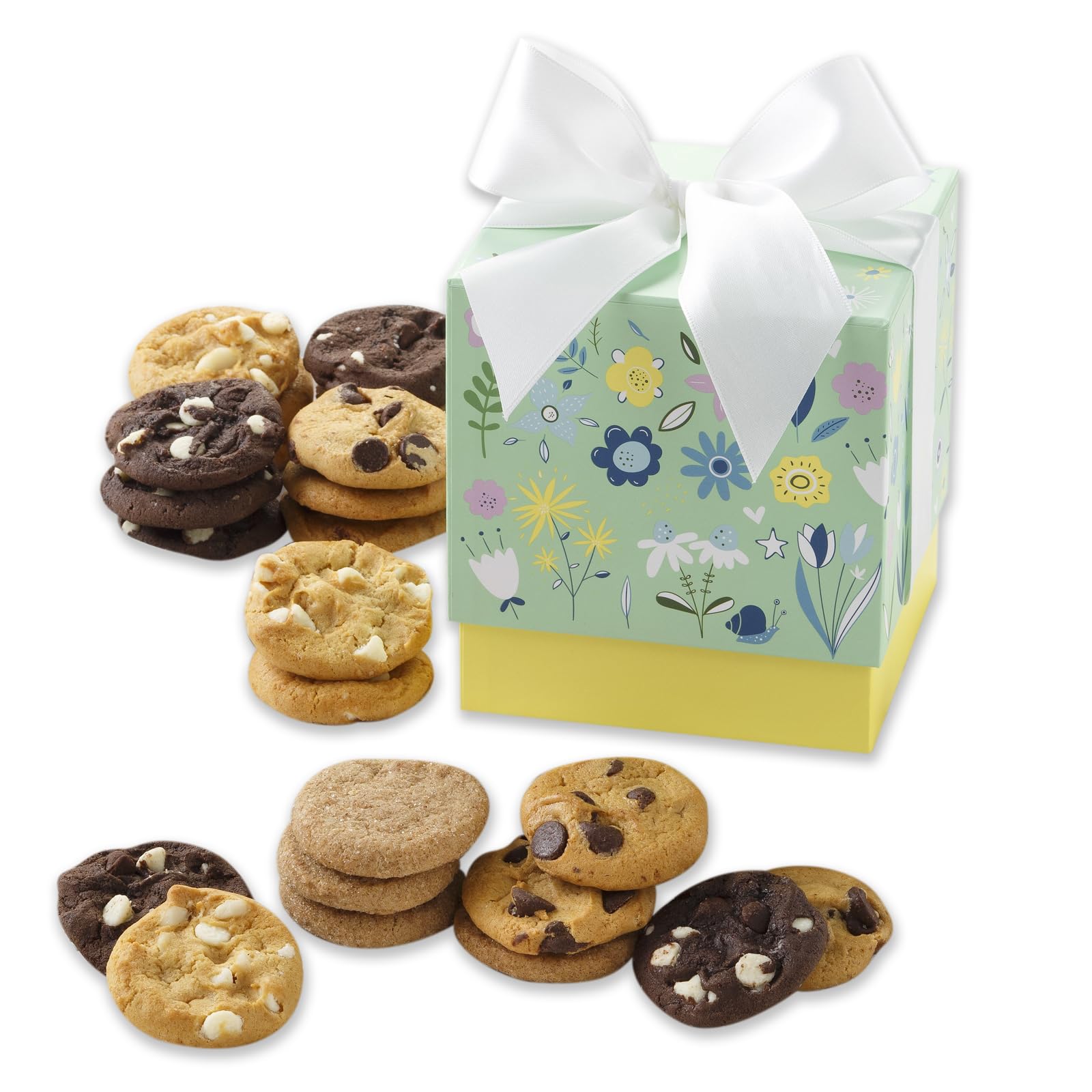 Mrs. Fields - Spring Flower Petal Mini Cookie Box, Assorted with 24 Nibblers Bite-Sized Cookies in 4 Signature Flavors