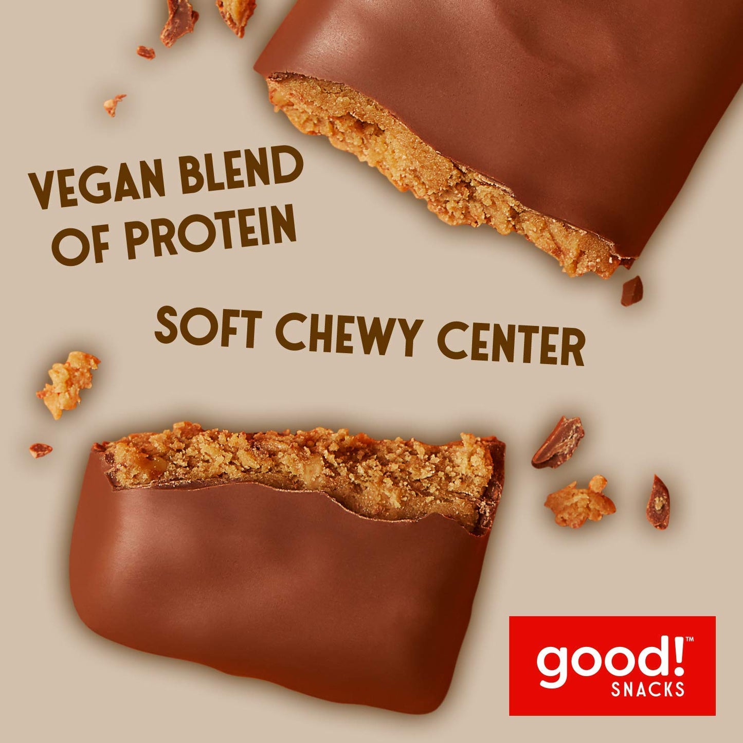 Good! Snacks Vegan Cookie Dough Protein Bar | Gluten-Free, Plant Based, Low Sugar, Kosher, Soy Free, Non Gmo | 15G Protein (12 B
